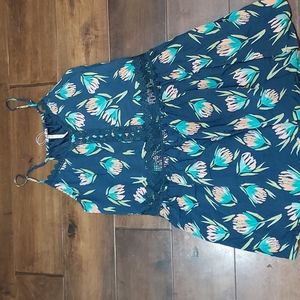 LC Lauren Conrad XL green floral sun dress
